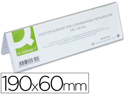 Identificador sobremesa Q-Connect metacrilato 190x60mm.